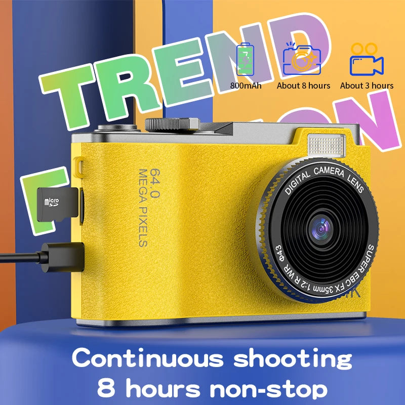 Digital Camera 4K 64MP Photography Camera Video Camcorder Rechargeable Cameras 2.4 inch Screen Camcorder for Kid Adult Beginners