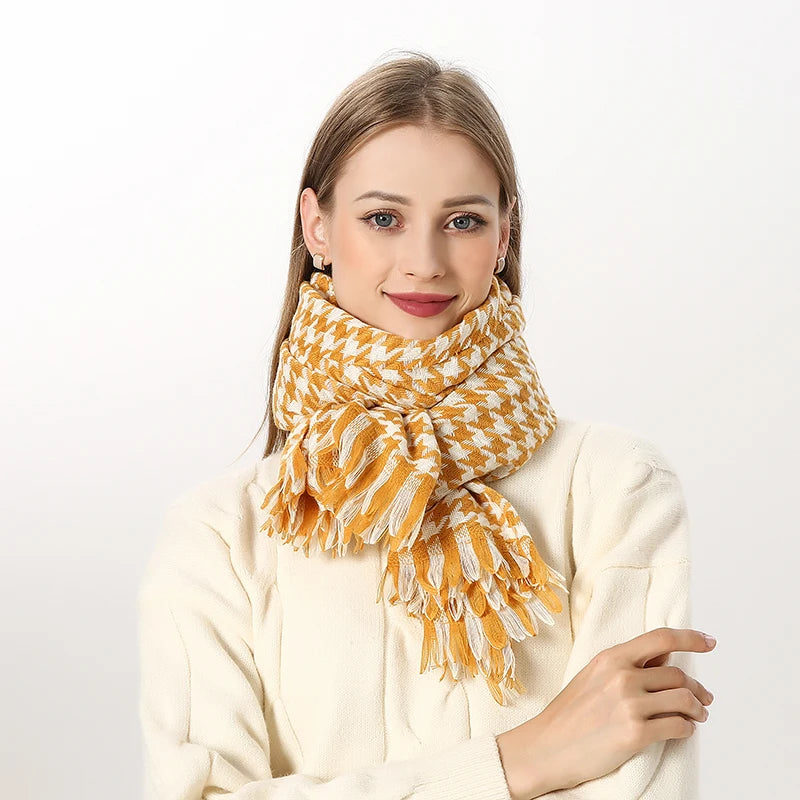 Luxury Plaid Scarf Winter Warm Cashmere Women Long Bandana Pashmina Foulard Female Scarves Tassel Shawl And Wraps 2022 Design