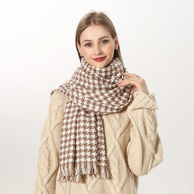 Luxury Plaid Scarf Winter Warm Cashmere Women Long Bandana Pashmina Foulard Female Scarves Tassel Shawl And Wraps 2022 Design