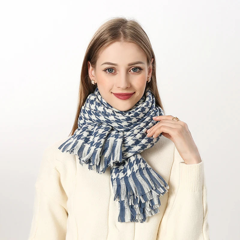 Luxury Plaid Scarf Winter Warm Cashmere Women Long Bandana Pashmina Foulard Female Scarves Tassel Shawl And Wraps 2022 Design