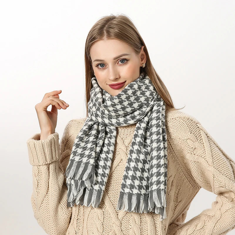 Luxury Plaid Scarf Winter Warm Cashmere Women Long Bandana Pashmina Foulard Female Scarves Tassel Shawl And Wraps 2022 Design