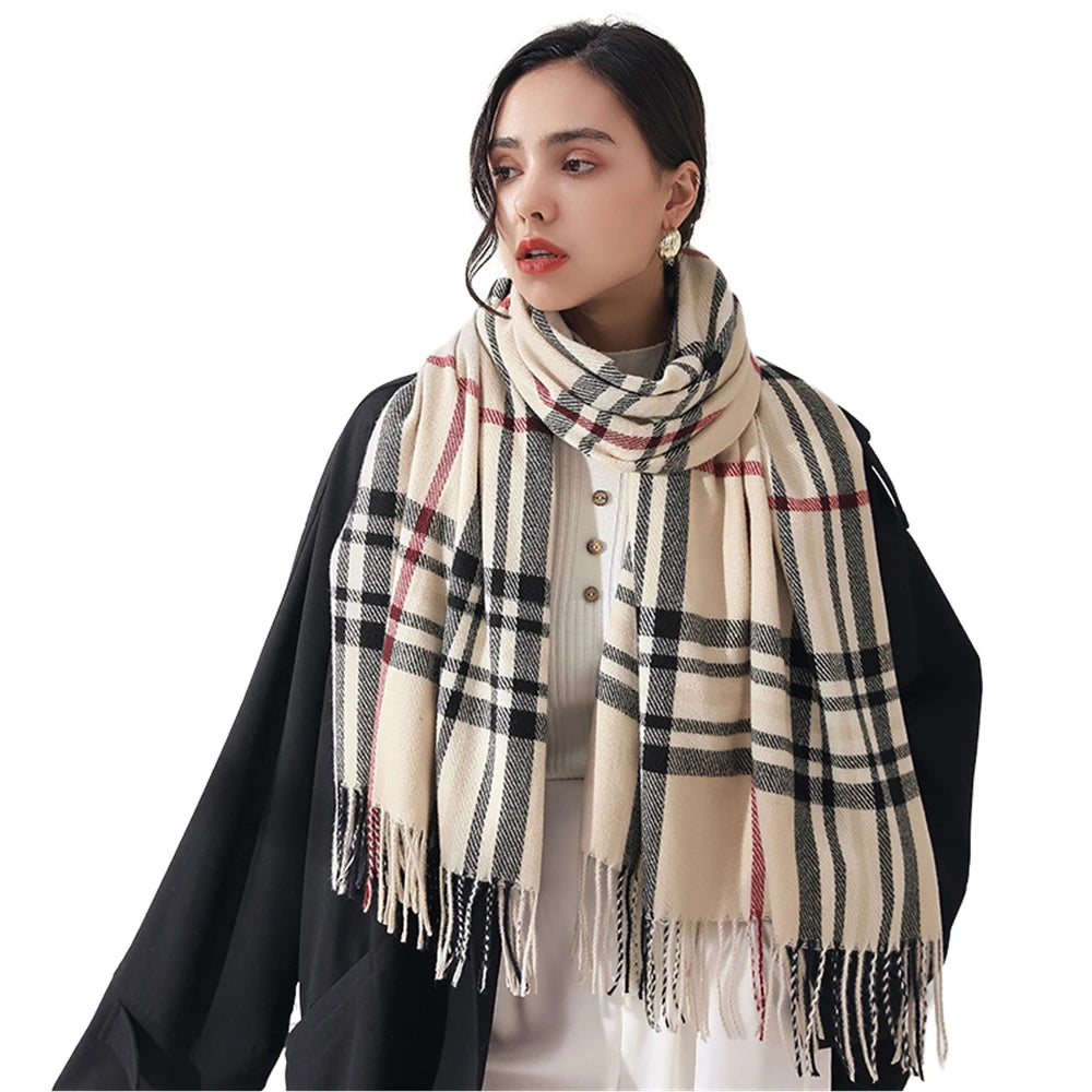 Women Autumn Winter Scarf Lady Cashmere Feeling Muffler Spring Fall Large Blanket Classic Plaid Shawl Soft Warm Wrap Wholesale