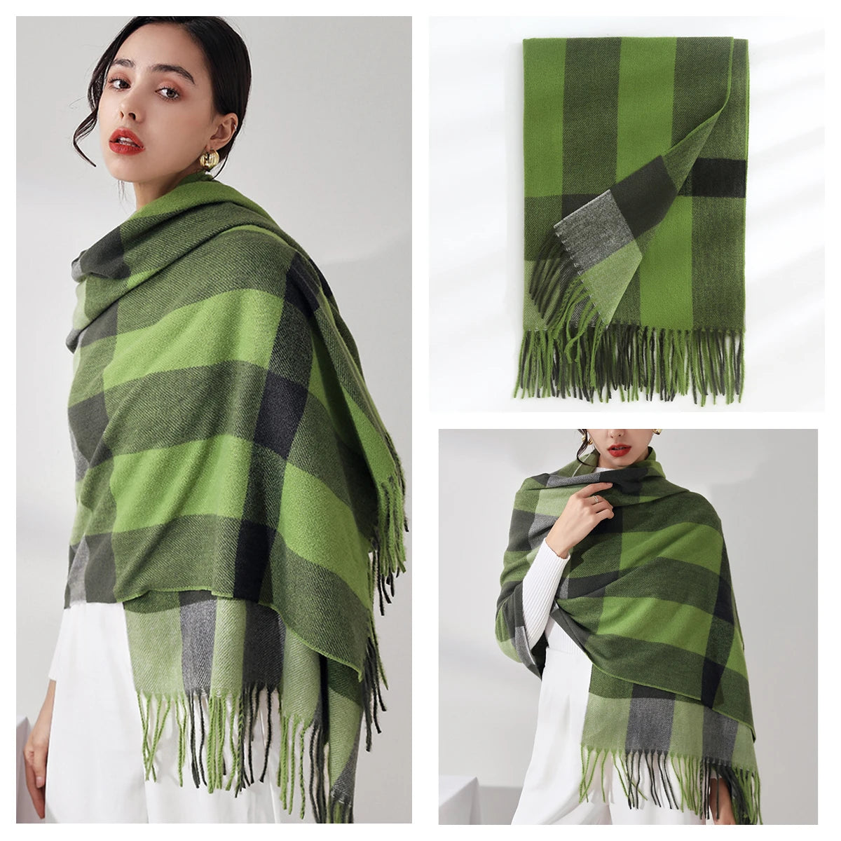 Women Autumn Winter Scarf Lady Cashmere Feeling Muffler Spring Fall Large Blanket Classic Plaid Shawl Soft Warm Wrap Wholesale