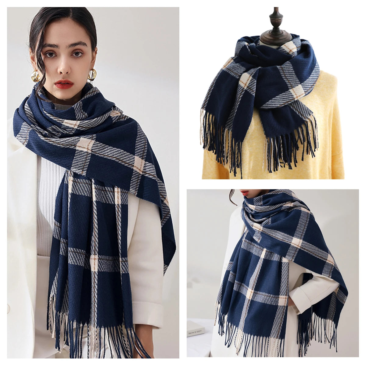 Women Autumn Winter Scarf Lady Cashmere Feeling Muffler Spring Fall Large Blanket Classic Plaid Shawl Soft Warm Wrap Wholesale