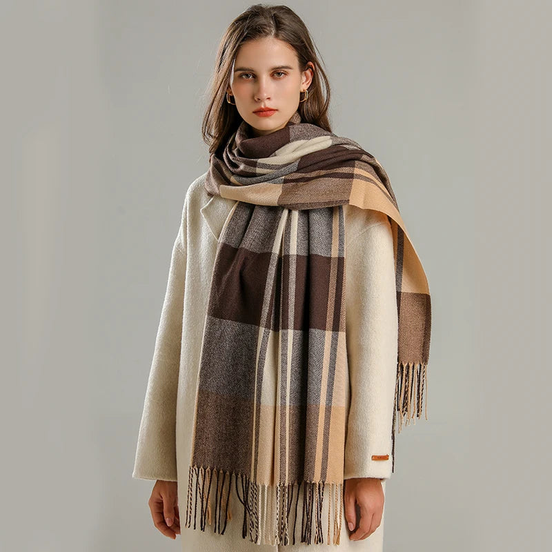 Warm Cashmere Blanket Women Travel Winter Scarf Fashion Plaid Pashmina Thick Shawl Wraps With Tassel Casual Bufanda Poncho New