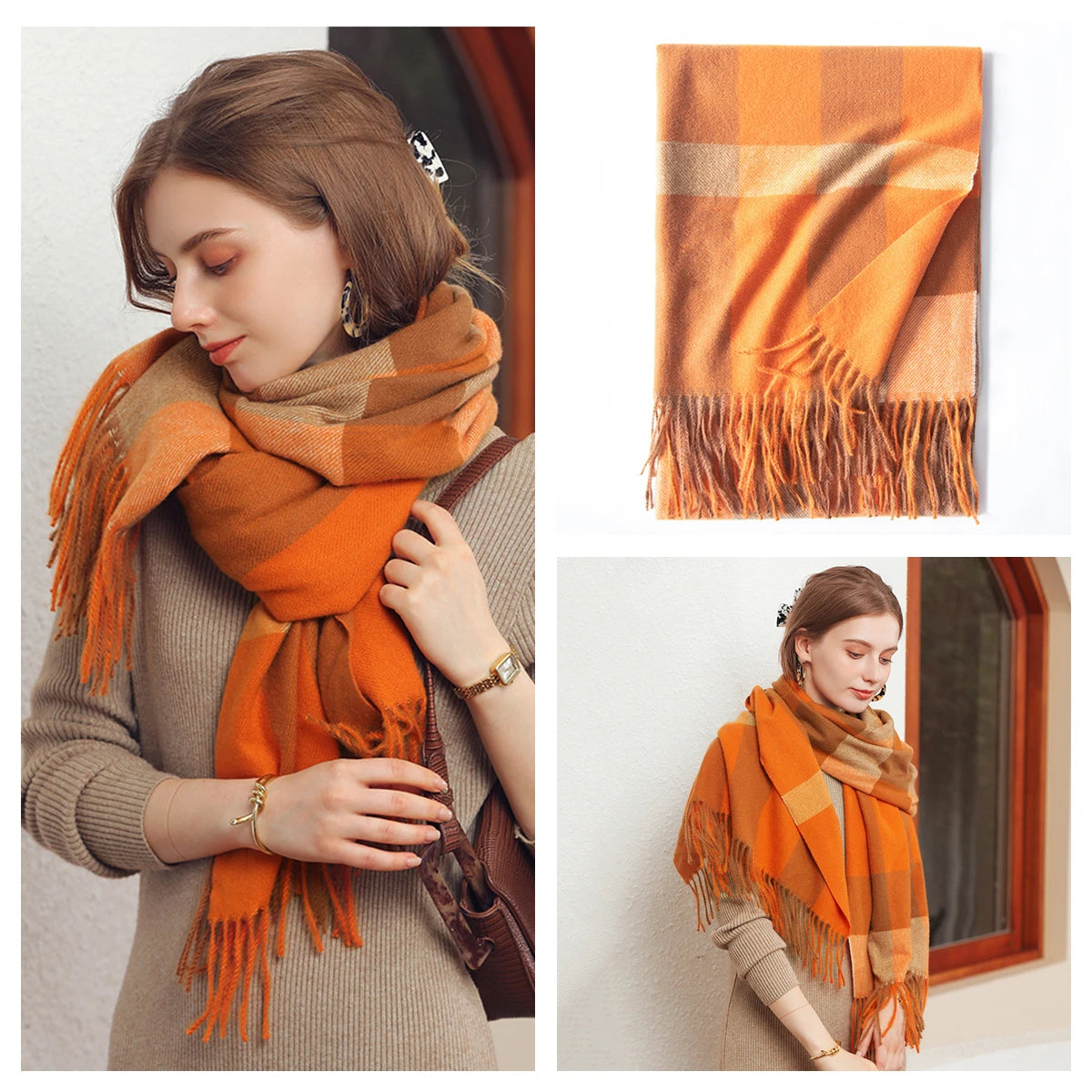 Women Autumn Winter Scarf Lady Cashmere Feeling Muffler Spring Fall Large Blanket Classic Plaid Shawl Soft Warm Wrap Wholesale