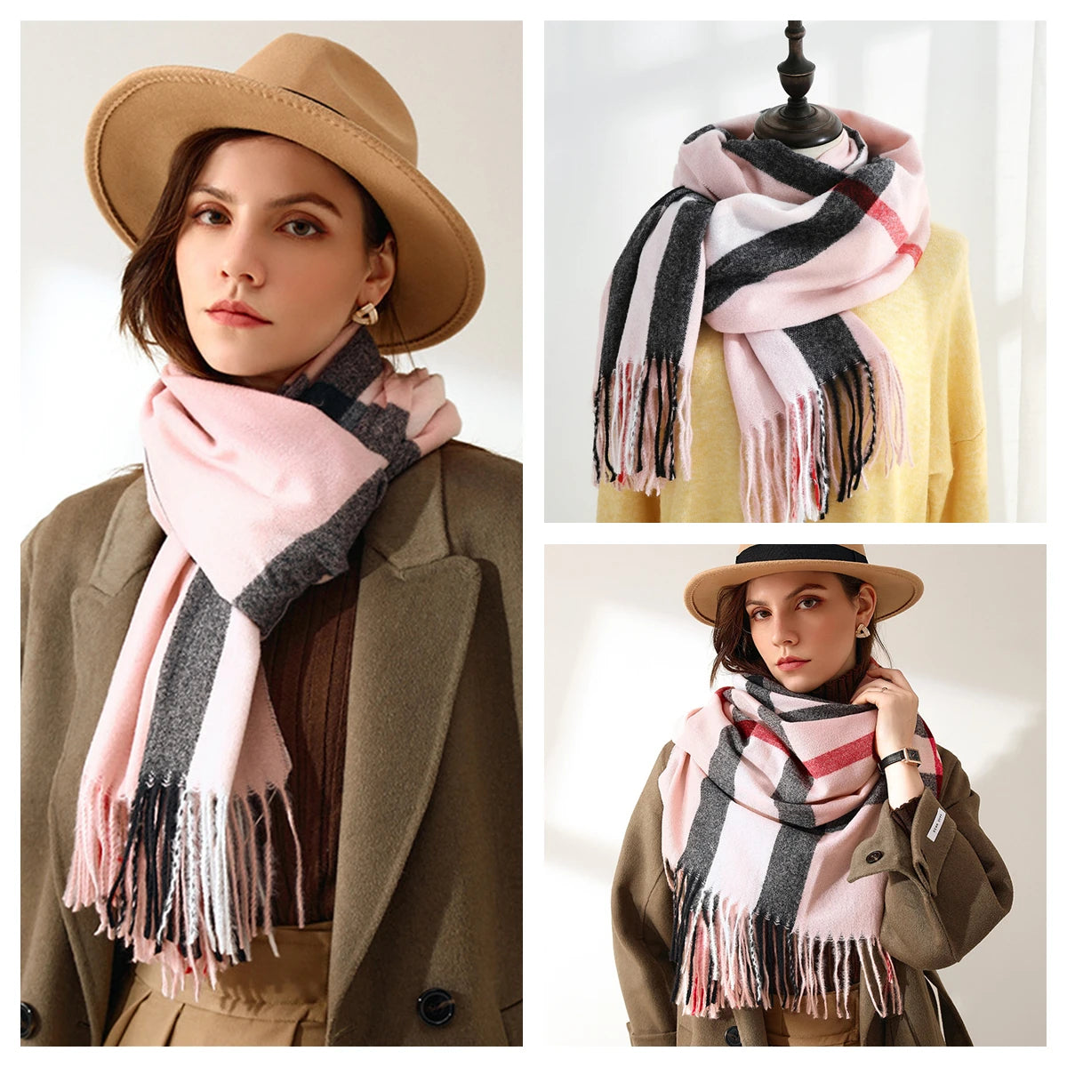 Women Autumn Winter Scarf Lady Cashmere Feeling Muffler Spring Fall Large Blanket Classic Plaid Shawl Soft Warm Wrap Wholesale