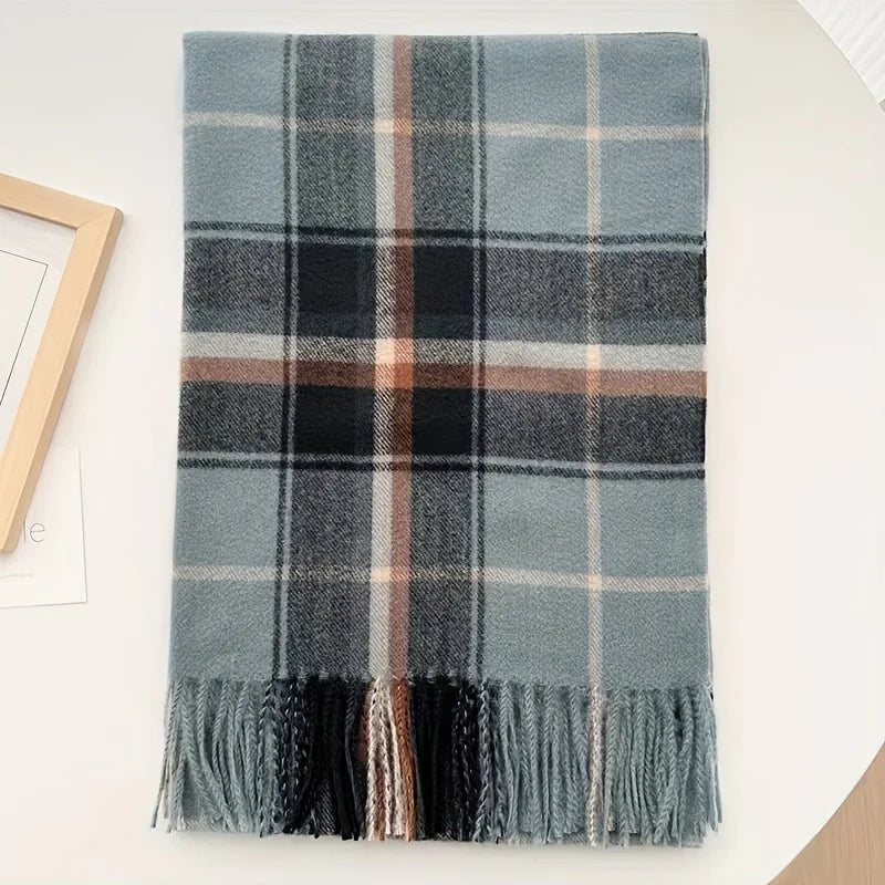 Christmas British Classic Plaid Scarf Female Autumn and Winter Warm Faux Cashmere Shawl Dual-Use Christmas New Year Gift
