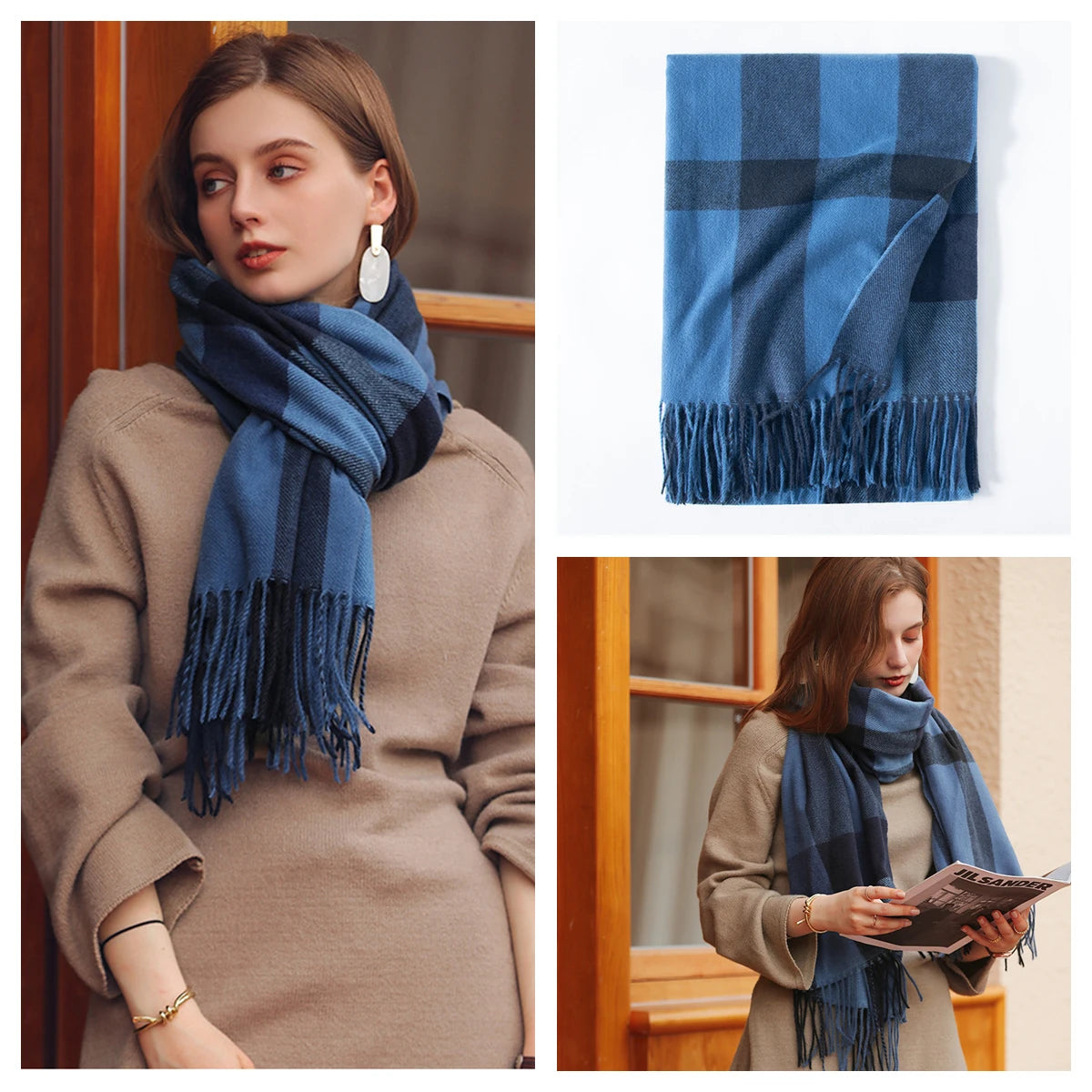 Women Autumn Winter Scarf Lady Cashmere Feeling Muffler Spring Fall Large Blanket Classic Plaid Shawl Soft Warm Wrap Wholesale