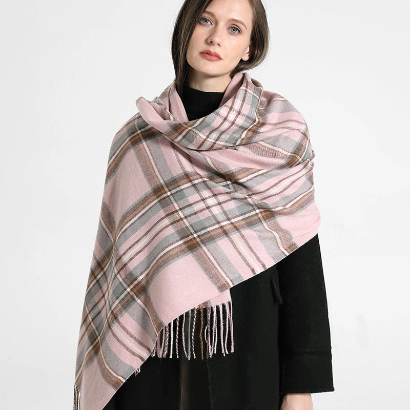 Luxury Thick Warm Winter Scarf Design Brand Print Women Cashmere Pashmina Shawl Lady Wrap Tassel Scarves Knitted Foulard Blanket
