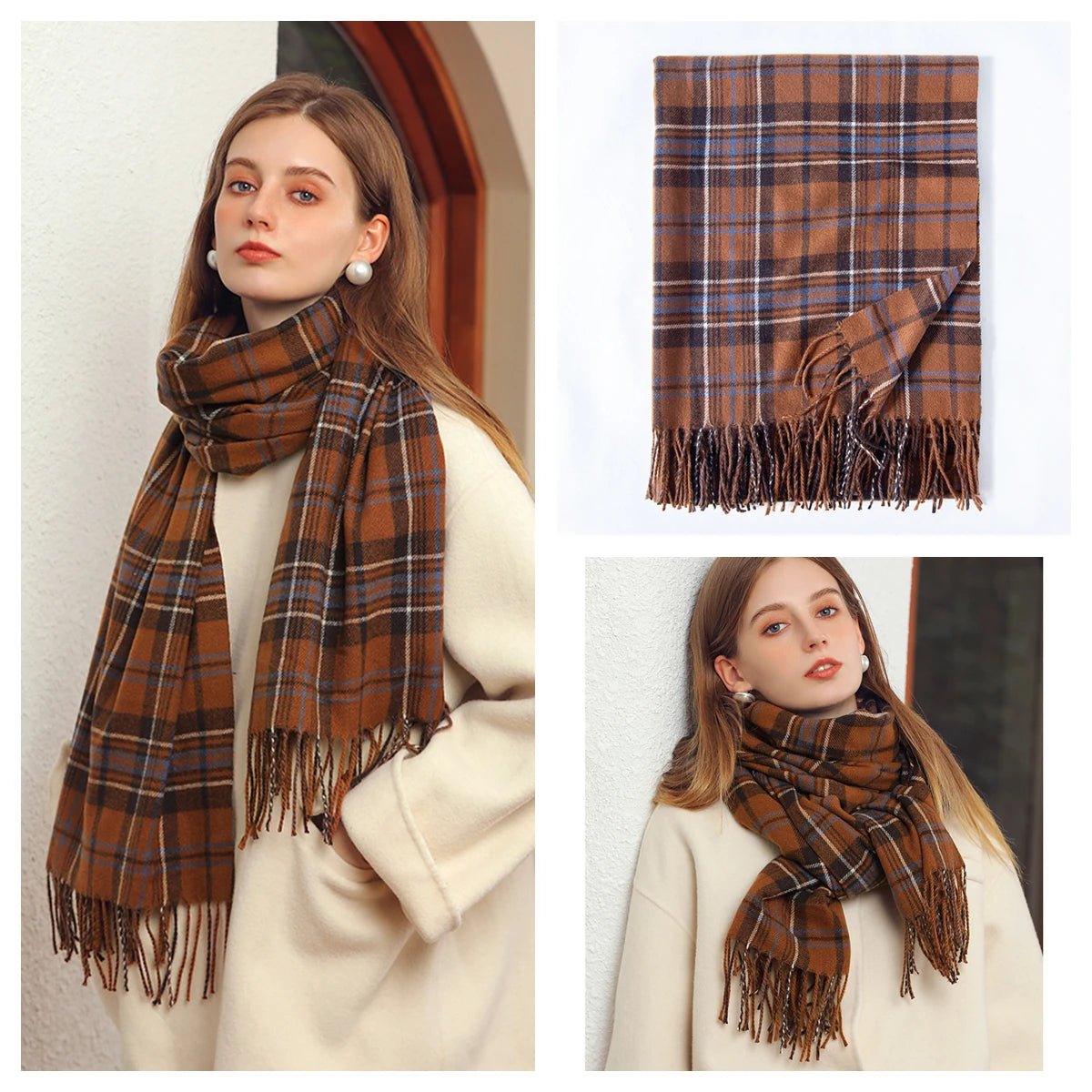 Women Autumn Winter Scarf Lady Cashmere Feeling Muffler Spring Fall Large Blanket Classic Plaid Shawl Soft Warm Wrap Wholesale