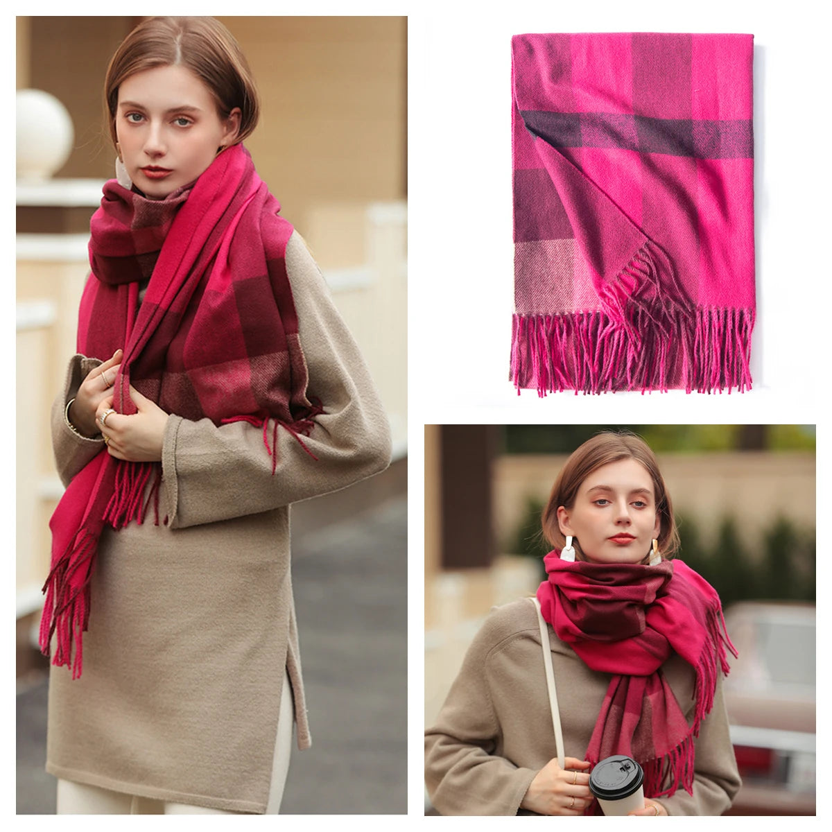 Women Autumn Winter Scarf Lady Cashmere Feeling Muffler Spring Fall Large Blanket Classic Plaid Shawl Soft Warm Wrap Wholesale