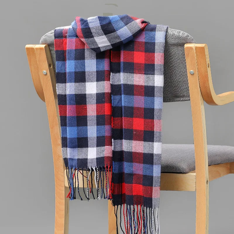 Fashion Cashmere Plaid Soft Solid Women Scarf Winter Shawl New Wrap Bandana Pashmina Tassel Thicken Warm Neckerchief