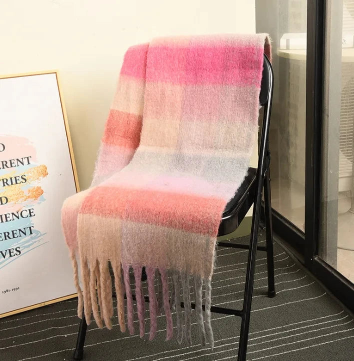 2023 New Men Women Cashmere Scarf Thicked Warm Blanket Colorful Plaid Long Tassels Soft Shawls Neck Wraps Scarves