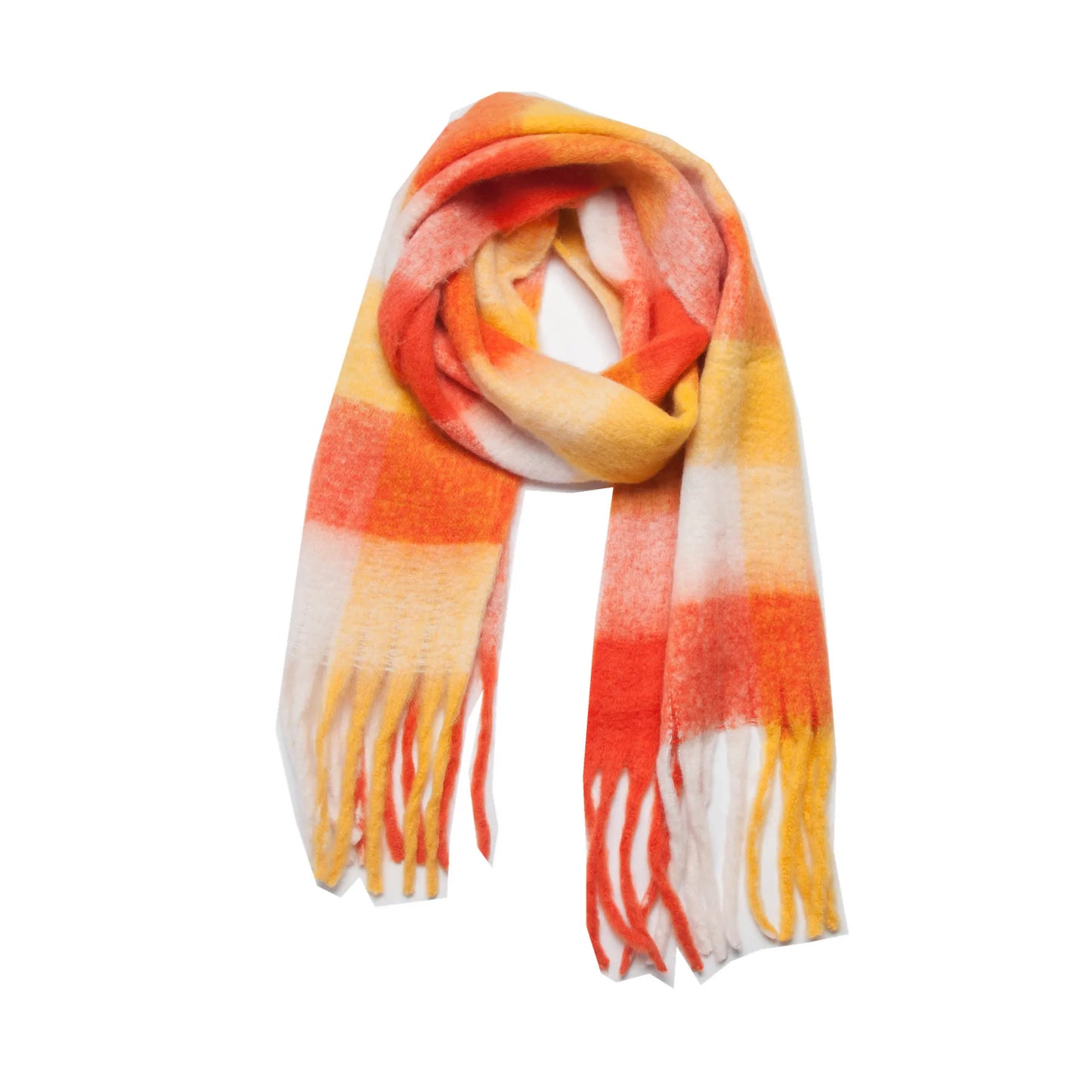 Luxury Brand Women Plaid Scarf Winter Warm Pashmina Shawls Cashmere Thick Wrap Lady Tassel Blanket Scarves Rainbow Hairy Bufanda