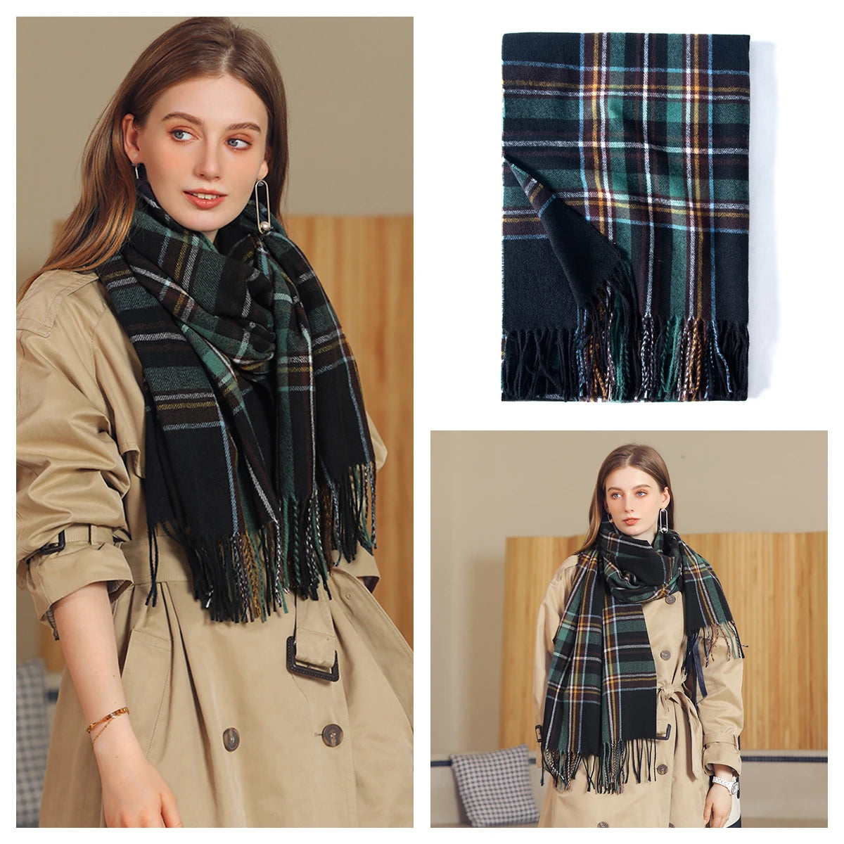 Women Autumn Winter Scarf Lady Cashmere Feeling Muffler Spring Fall Large Blanket Classic Plaid Shawl Soft Warm Wrap Wholesale