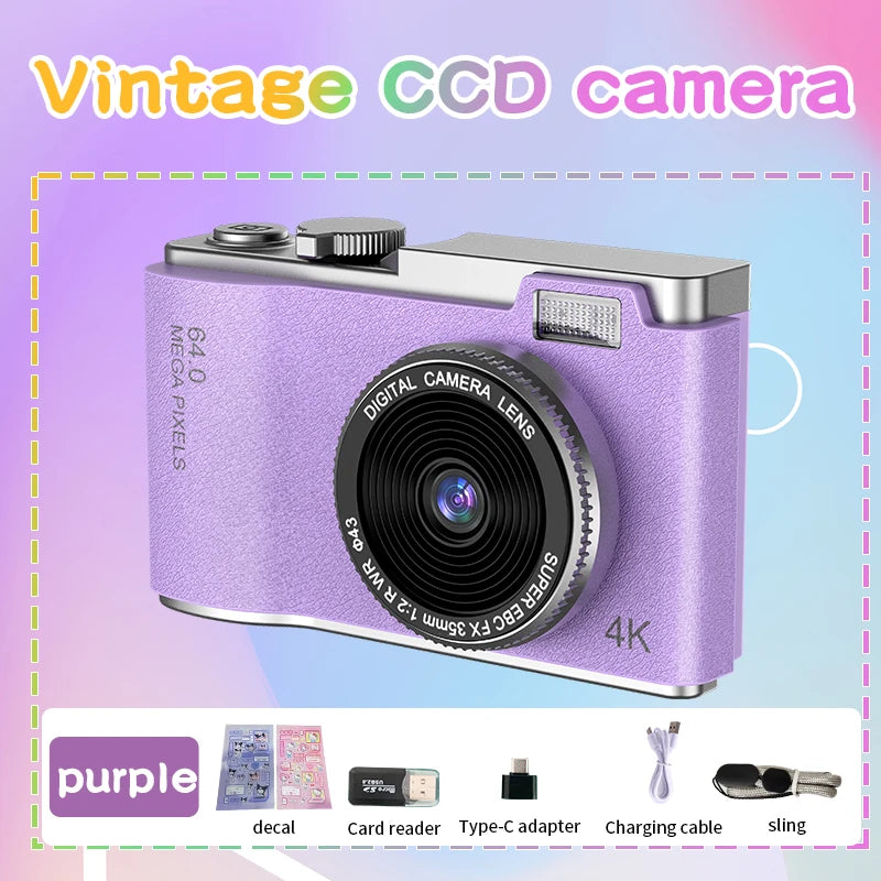 Digital Camera 4K 64MP Photography Camera Video Camcorder Rechargeable Cameras 2.4 inch Screen Camcorder for Kid Adult Beginners