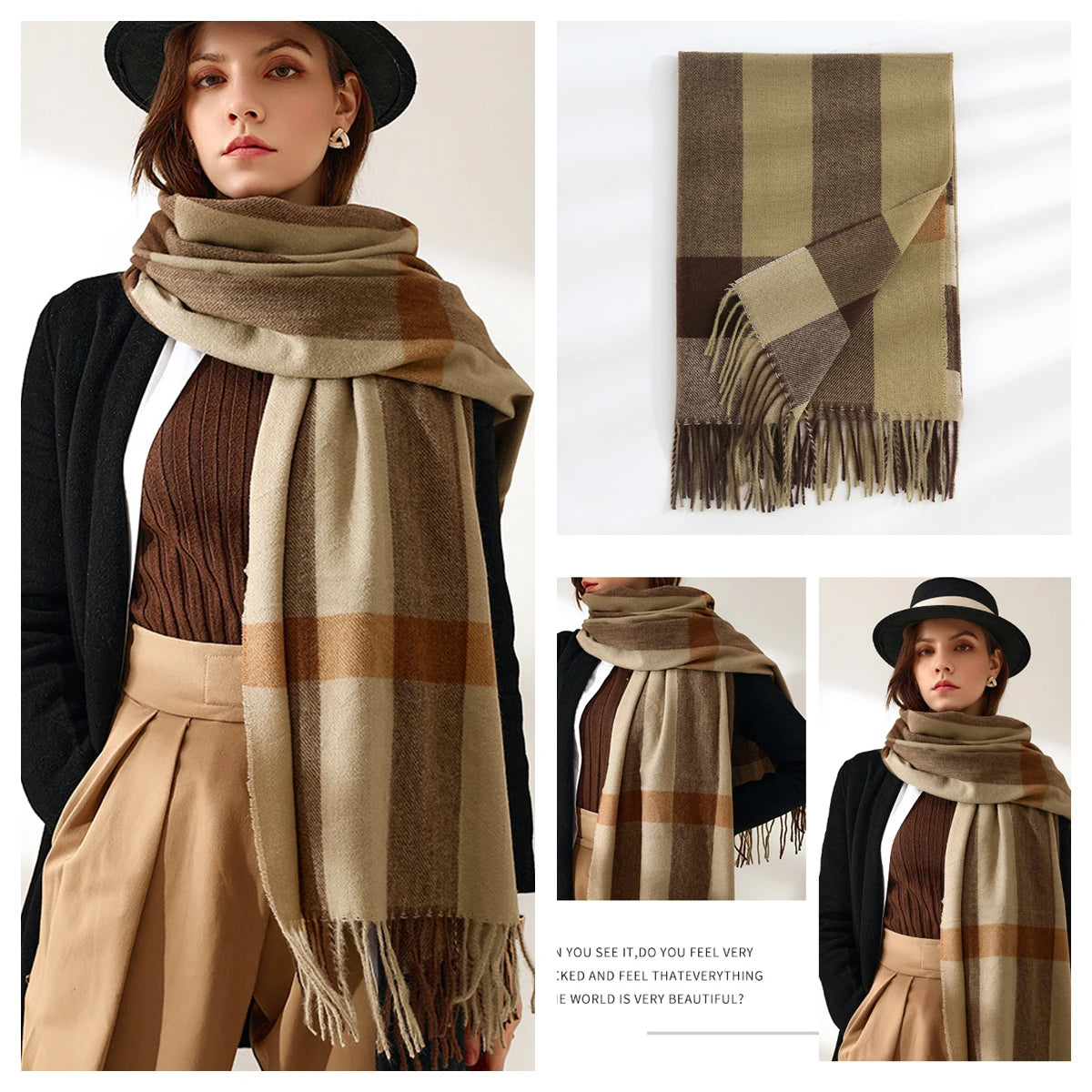 Women Autumn Winter Scarf Lady Cashmere Feeling Muffler Spring Fall Large Blanket Classic Plaid Shawl Soft Warm Wrap Wholesale