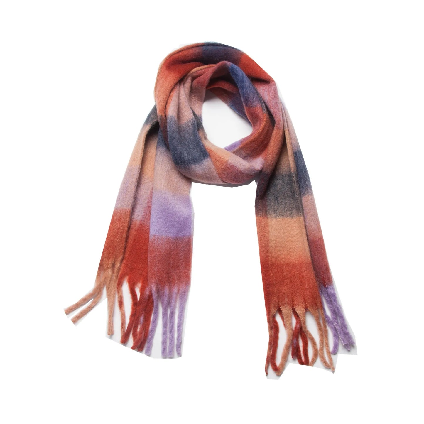 Luxury Brand Women Plaid Scarf Winter Warm Pashmina Shawls Cashmere Thick Wrap Lady Tassel Blanket Scarves Rainbow Hairy Bufanda