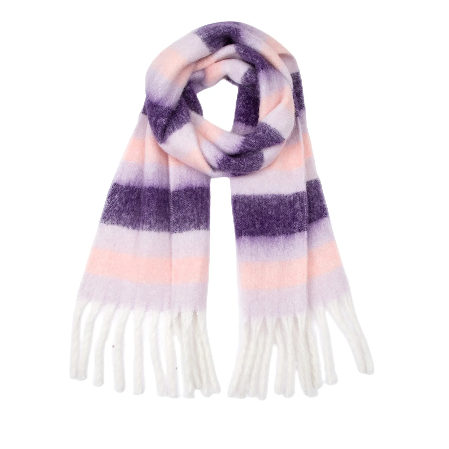Luxury Brand Women Plaid Scarf Winter Warm Pashmina Shawls Cashmere Thick Wrap Lady Tassel Blanket Scarves Rainbow Hairy Bufanda