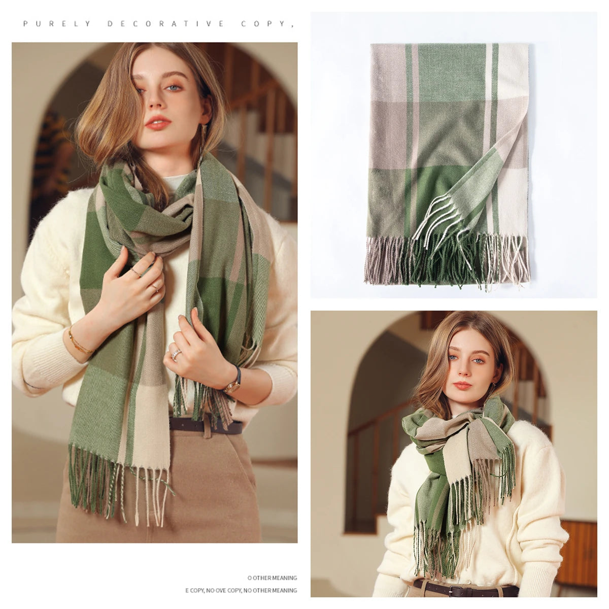 Women Autumn Winter Scarf Lady Cashmere Feeling Muffler Spring Fall Large Blanket Classic Plaid Shawl Soft Warm Wrap Wholesale