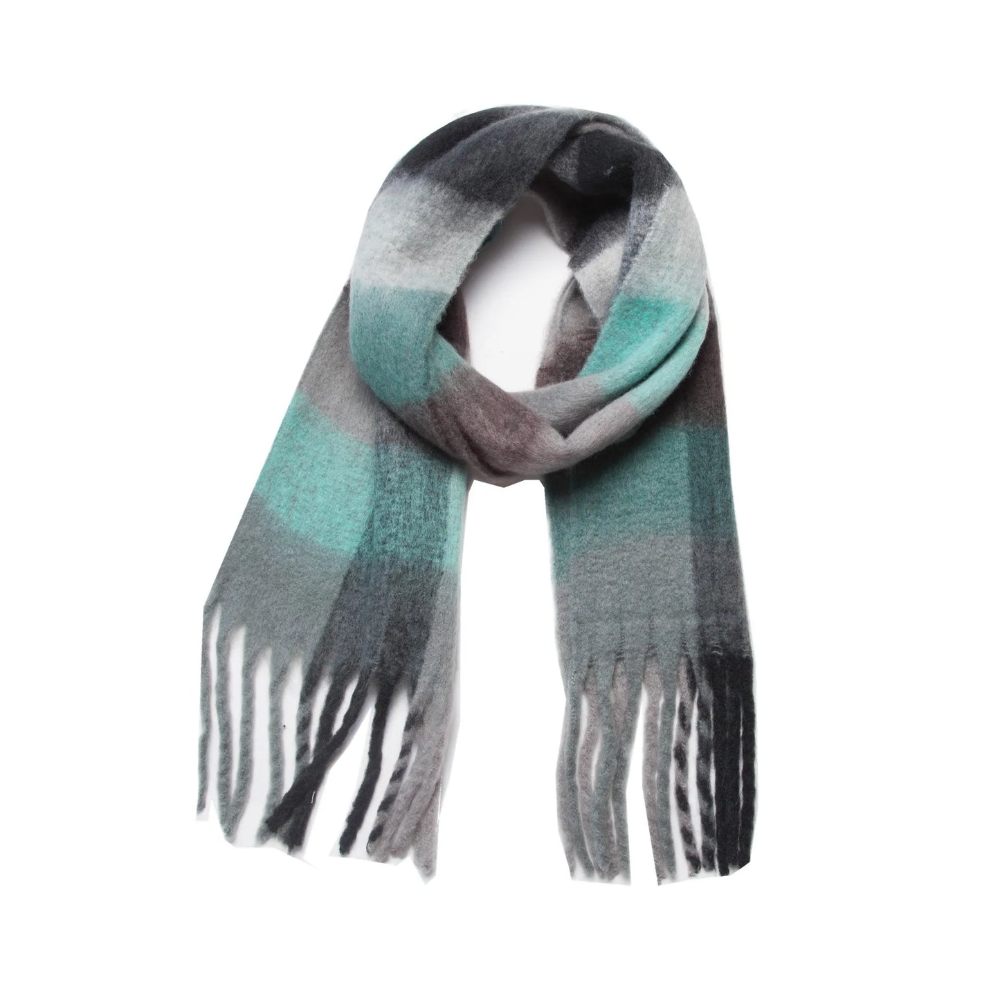 Luxury Brand Women Plaid Scarf Winter Warm Pashmina Shawls Cashmere Thick Wrap Lady Tassel Blanket Scarves Rainbow Hairy Bufanda