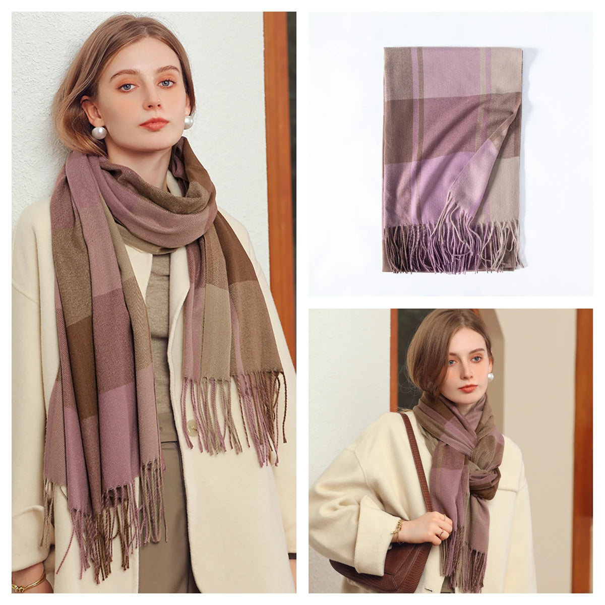 Women Autumn Winter Scarf Lady Cashmere Feeling Muffler Spring Fall Large Blanket Classic Plaid Shawl Soft Warm Wrap Wholesale