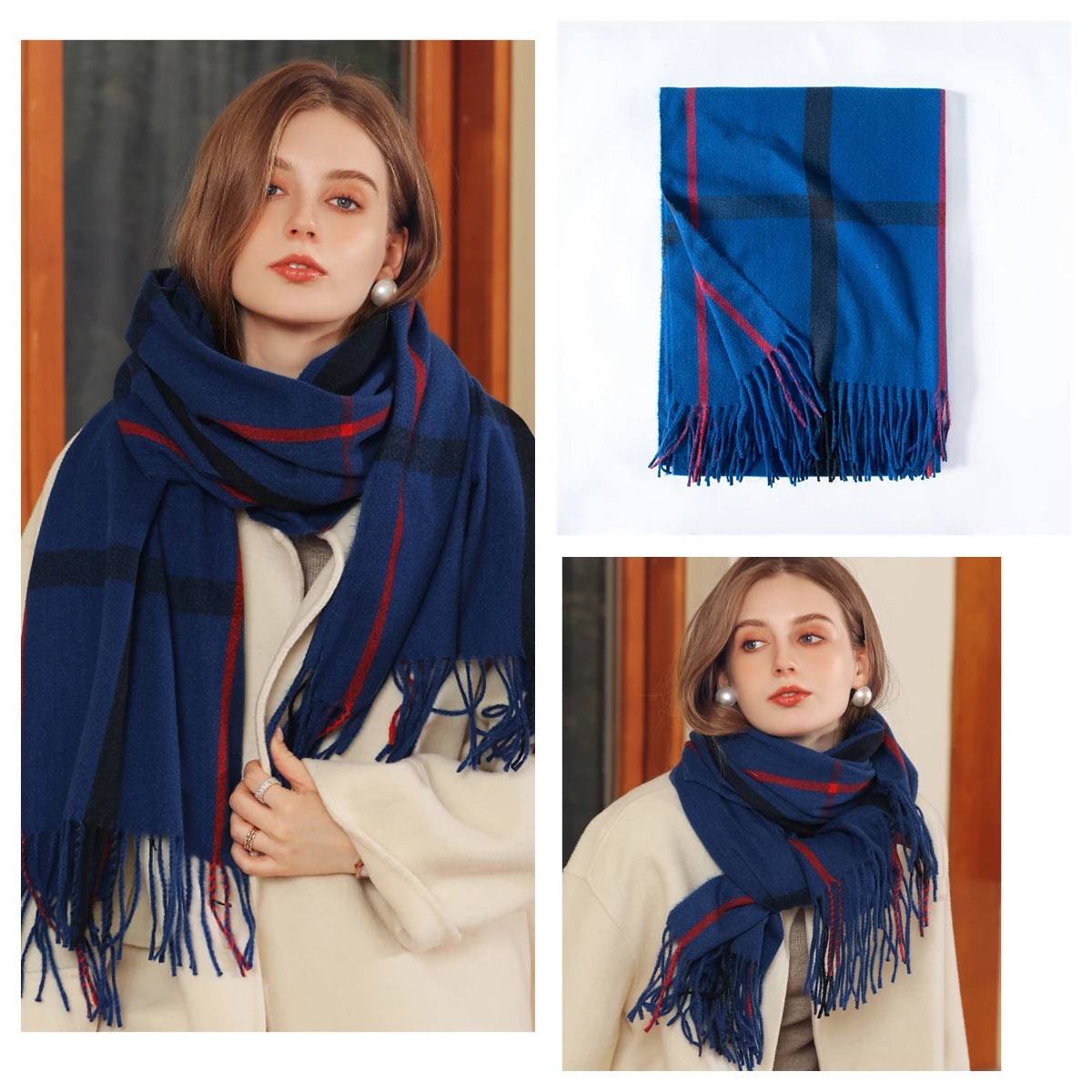 Women Autumn Winter Scarf Lady Cashmere Feeling Muffler Spring Fall Large Blanket Classic Plaid Shawl Soft Warm Wrap Wholesale