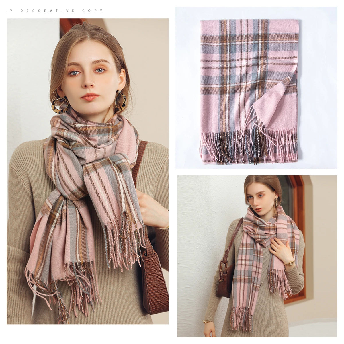 Women Autumn Winter Scarf Lady Cashmere Feeling Muffler Spring Fall Large Blanket Classic Plaid Shawl Soft Warm Wrap Wholesale