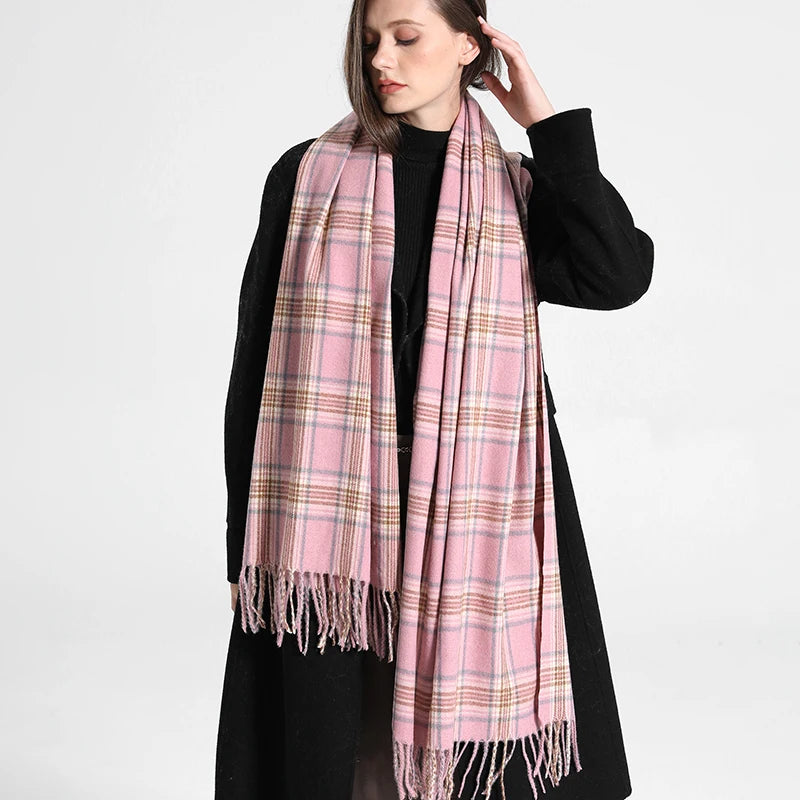 Luxury Thick Warm Winter Scarf Design Brand Print Women Cashmere Pashmina Shawl Lady Wrap Tassel Scarves Knitted Foulard Blanket