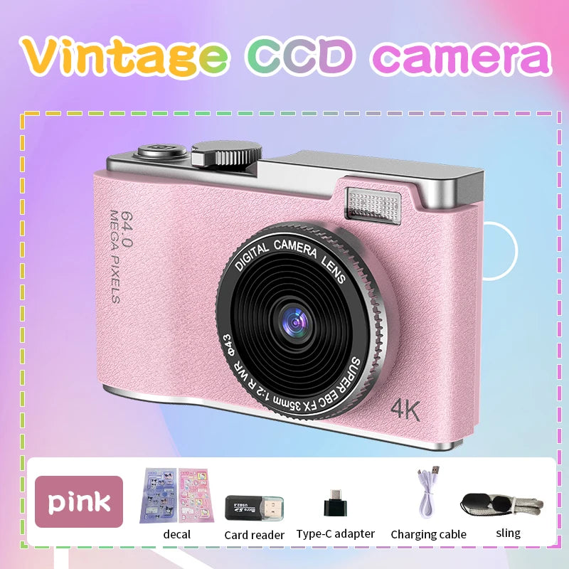Digital Camera 4K 64MP Photography Camera Video Camcorder Rechargeable Cameras 2.4 inch Screen Camcorder for Kid Adult Beginners