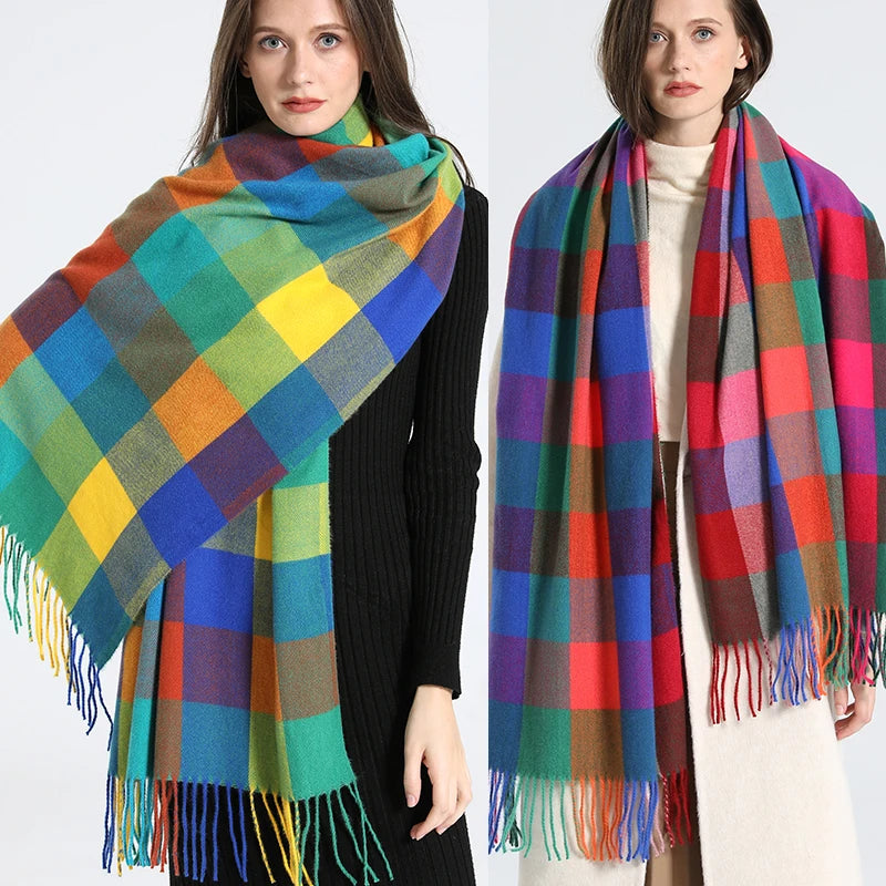 Luxury New Cashmere Scarf for Women Design Blanket Winter Shawl Wrap with Tessel Pashmina Echarpe Female Bufanda Bandana 2022