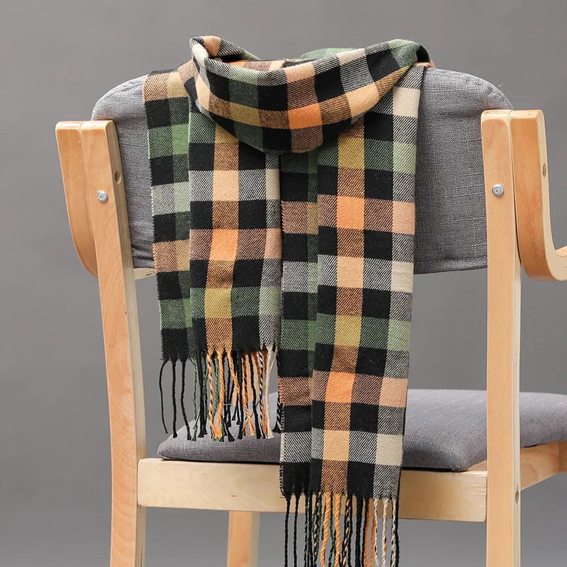 Fashion Cashmere Plaid Soft Solid Women Scarf Winter Shawl New Wrap Bandana Pashmina Tassel Thicken Warm Neckerchief