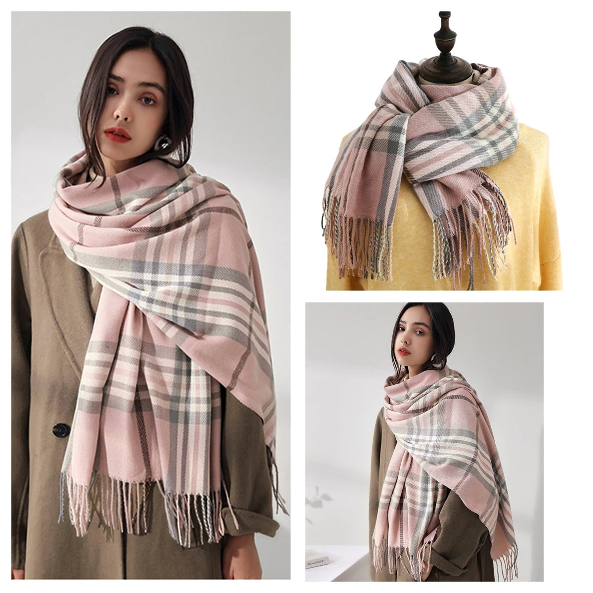 Women Autumn Winter Scarf Lady Cashmere Feeling Muffler Spring Fall Large Blanket Classic Plaid Shawl Soft Warm Wrap Wholesale