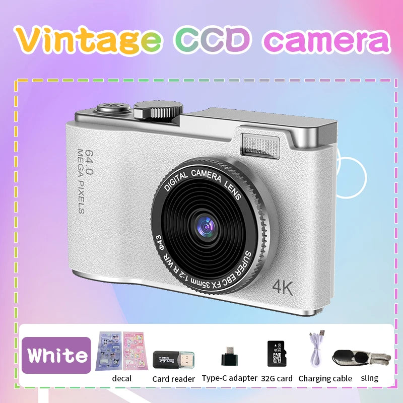 Digital Camera 4K 64MP Photography Camera Video Camcorder Rechargeable Cameras 2.4 inch Screen Camcorder for Kid Adult Beginners