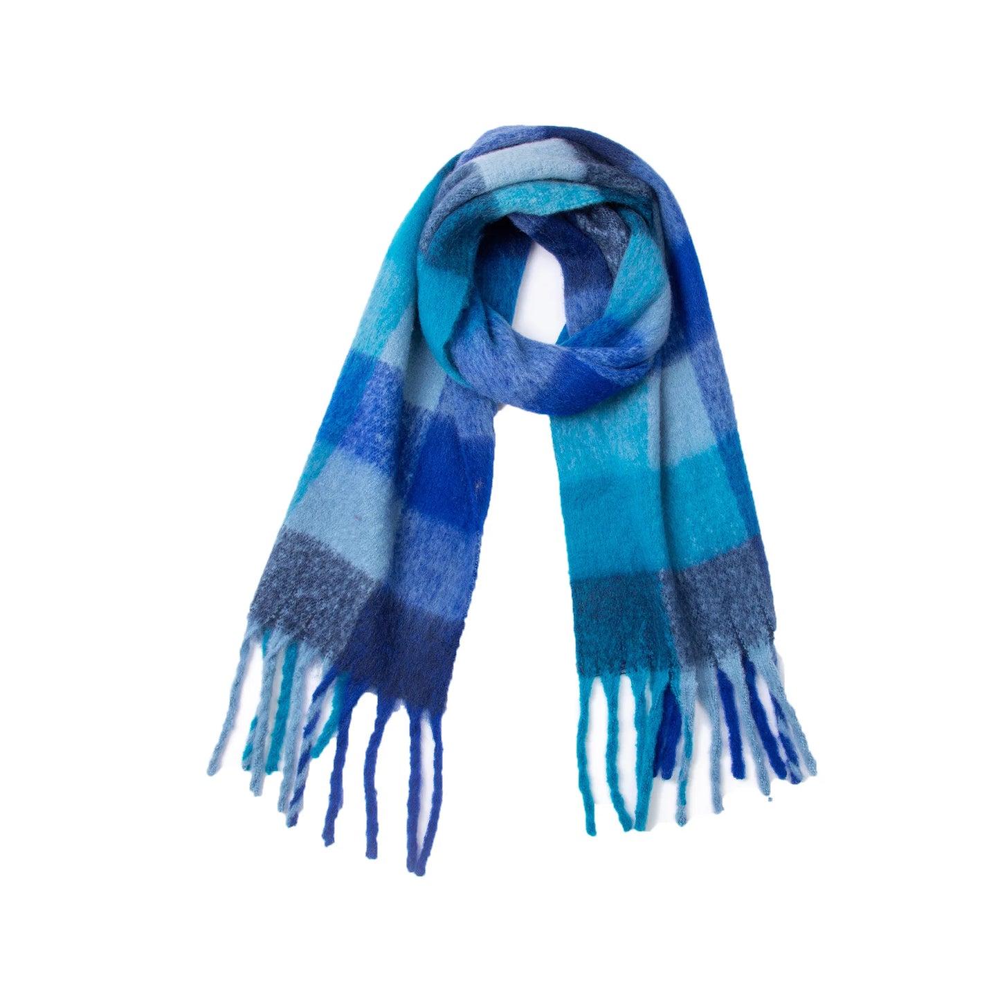 Luxury Brand Women Plaid Scarf Winter Warm Pashmina Shawls Cashmere Thick Wrap Lady Tassel Blanket Scarves Rainbow Hairy Bufanda