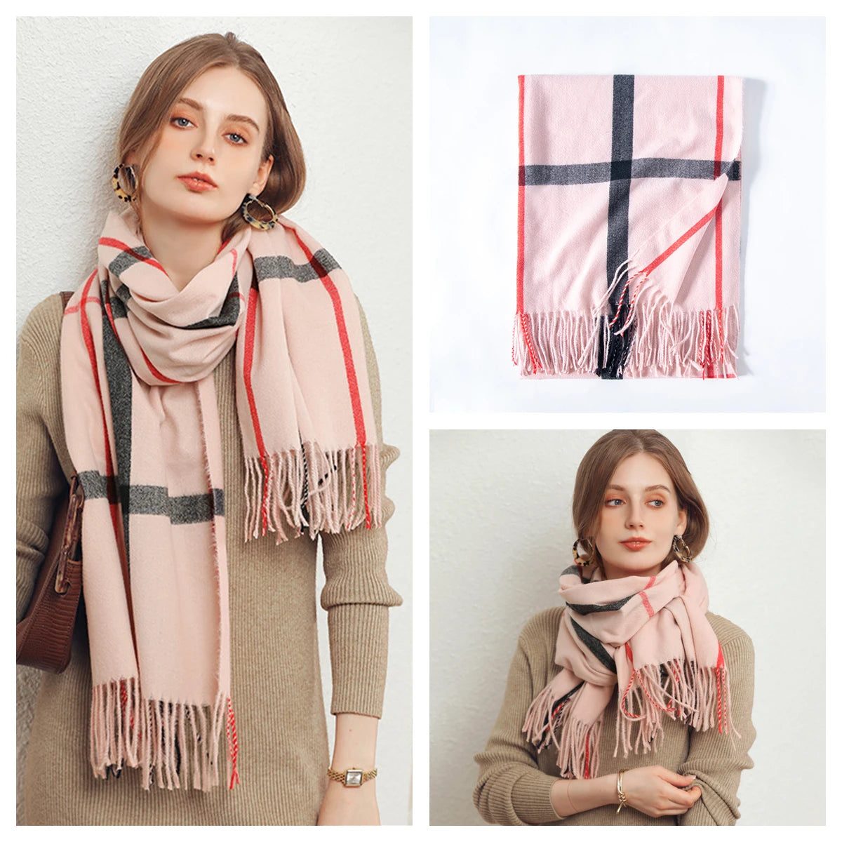 Women Autumn Winter Scarf Lady Cashmere Feeling Muffler Spring Fall Large Blanket Classic Plaid Shawl Soft Warm Wrap Wholesale
