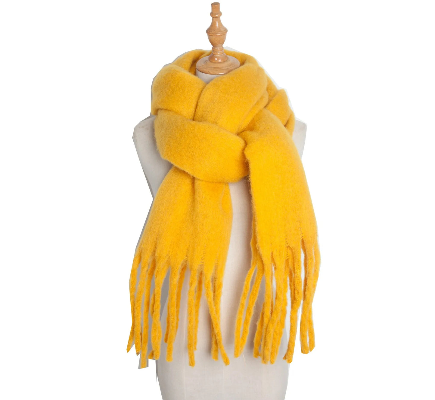 Luxury Cashmere Bright Solid Colors Women Scarf Winter Shawl and Wrap Bandana Pashmina Tassel Female Foulard Thick Blanket