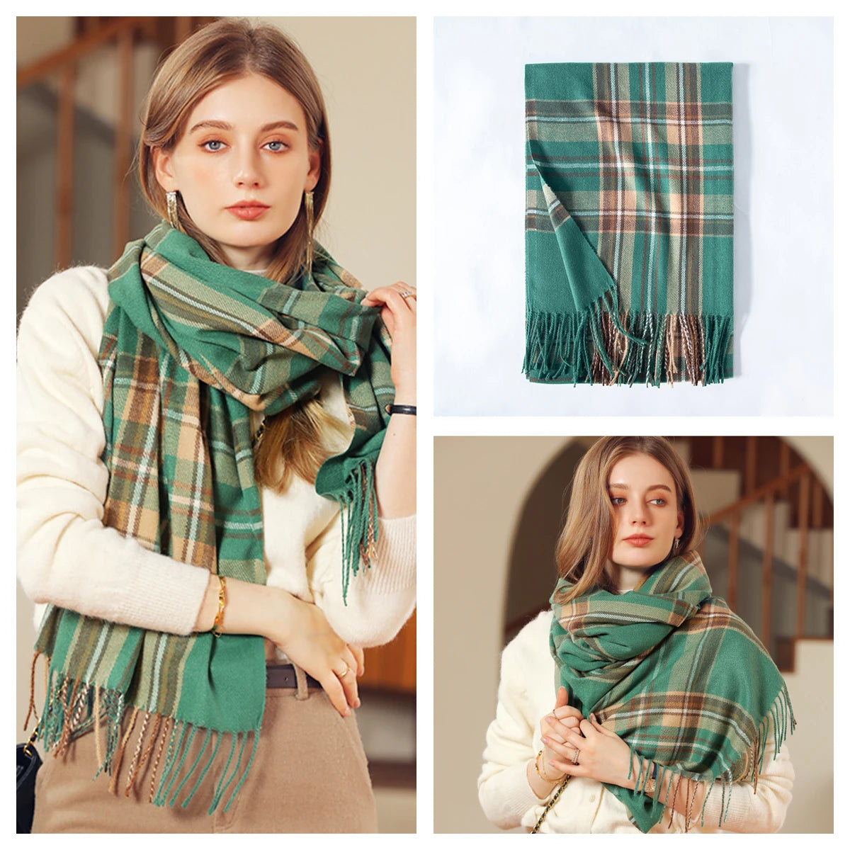 Women Autumn Winter Scarf Lady Cashmere Feeling Muffler Spring Fall Large Blanket Classic Plaid Shawl Soft Warm Wrap Wholesale