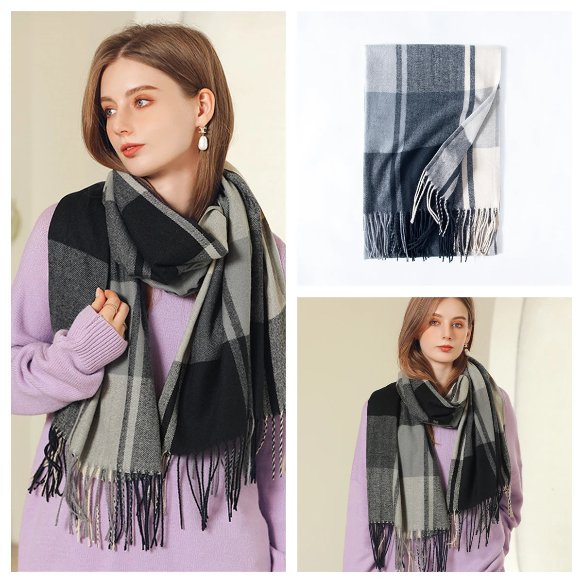 Women Autumn Winter Scarf Lady Cashmere Feeling Muffler Spring Fall Large Blanket Classic Plaid Shawl Soft Warm Wrap Wholesale