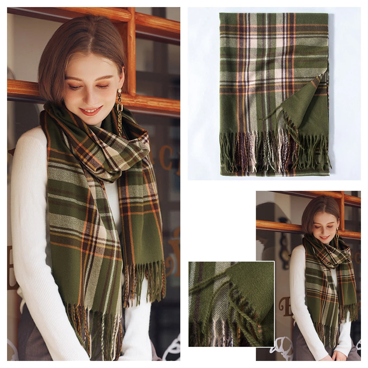 Women Autumn Winter Scarf Lady Cashmere Feeling Muffler Spring Fall Large Blanket Classic Plaid Shawl Soft Warm Wrap Wholesale