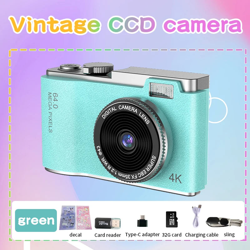 Digital Camera 4K 64MP Photography Camera Video Camcorder Rechargeable Cameras 2.4 inch Screen Camcorder for Kid Adult Beginners