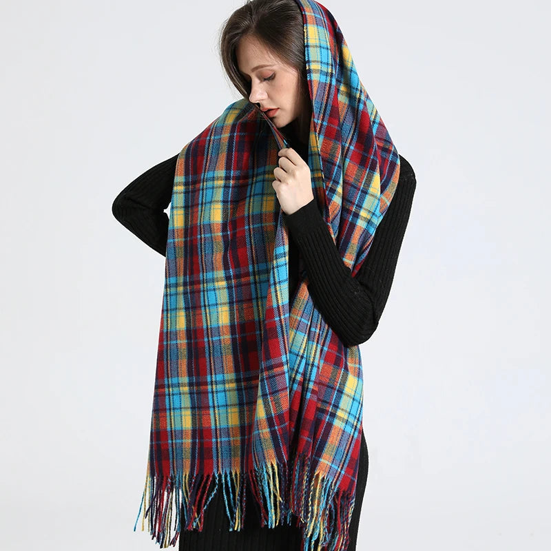 Luxury New Cashmere Scarf for Women Design Blanket Winter Shawl Wrap with Tessel Pashmina Echarpe Female Bufanda Bandana 2022
