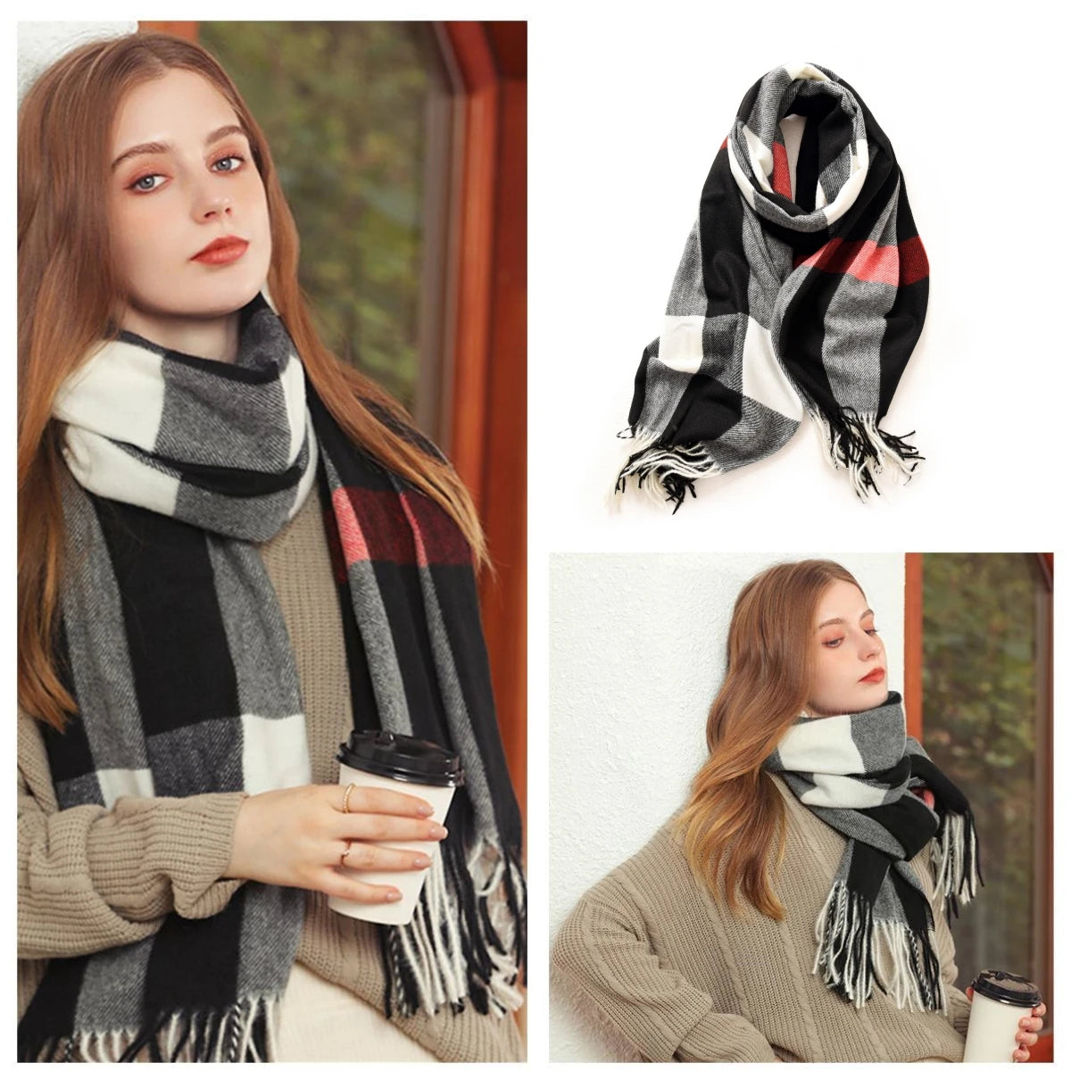 Women Autumn Winter Scarf Lady Cashmere Feeling Muffler Spring Fall Large Blanket Classic Plaid Shawl Soft Warm Wrap Wholesale