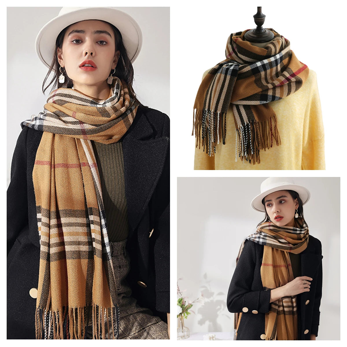Women Autumn Winter Scarf Lady Cashmere Feeling Muffler Spring Fall Large Blanket Classic Plaid Shawl Soft Warm Wrap Wholesale