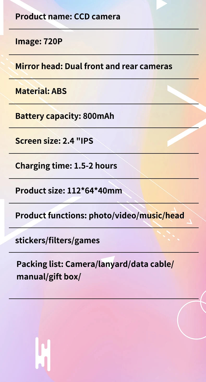 Digital Camera 4K 64MP Photography Camera Video Camcorder Rechargeable Cameras 2.4 inch Screen Camcorder for Kid Adult Beginners