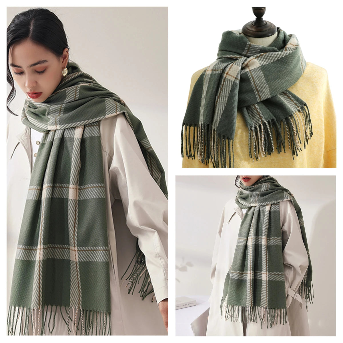 Women Autumn Winter Scarf Lady Cashmere Feeling Muffler Spring Fall Large Blanket Classic Plaid Shawl Soft Warm Wrap Wholesale