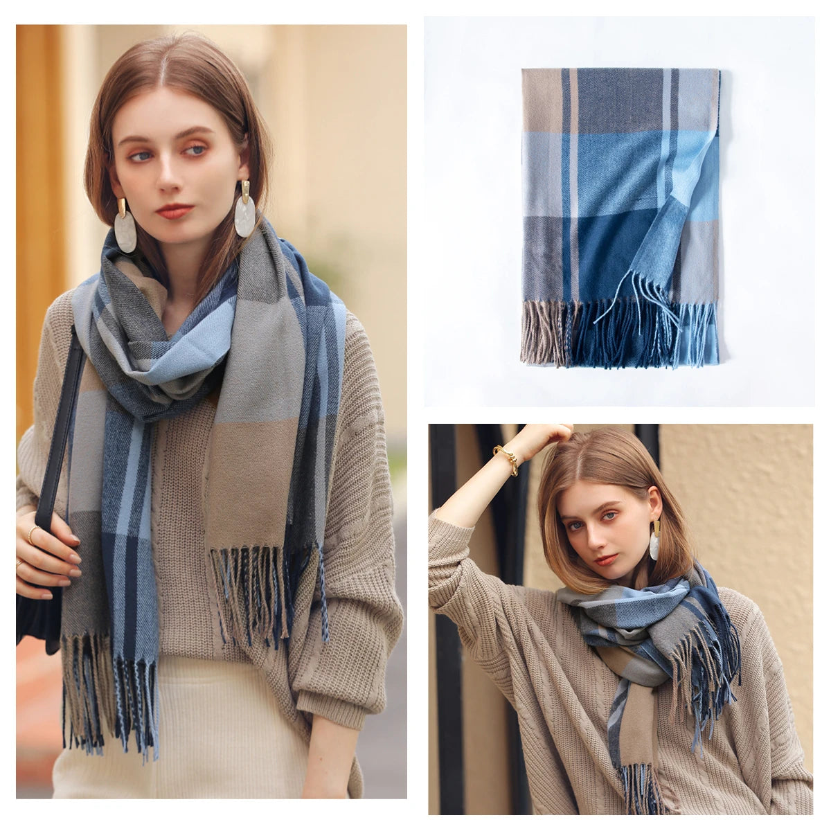 Women Autumn Winter Scarf Lady Cashmere Feeling Muffler Spring Fall Large Blanket Classic Plaid Shawl Soft Warm Wrap Wholesale