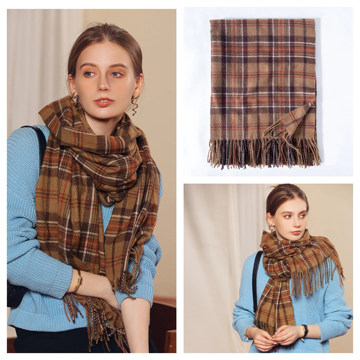 Women Autumn Winter Scarf Lady Cashmere Feeling Muffler Spring Fall Large Blanket Classic Plaid Shawl Soft Warm Wrap Wholesale