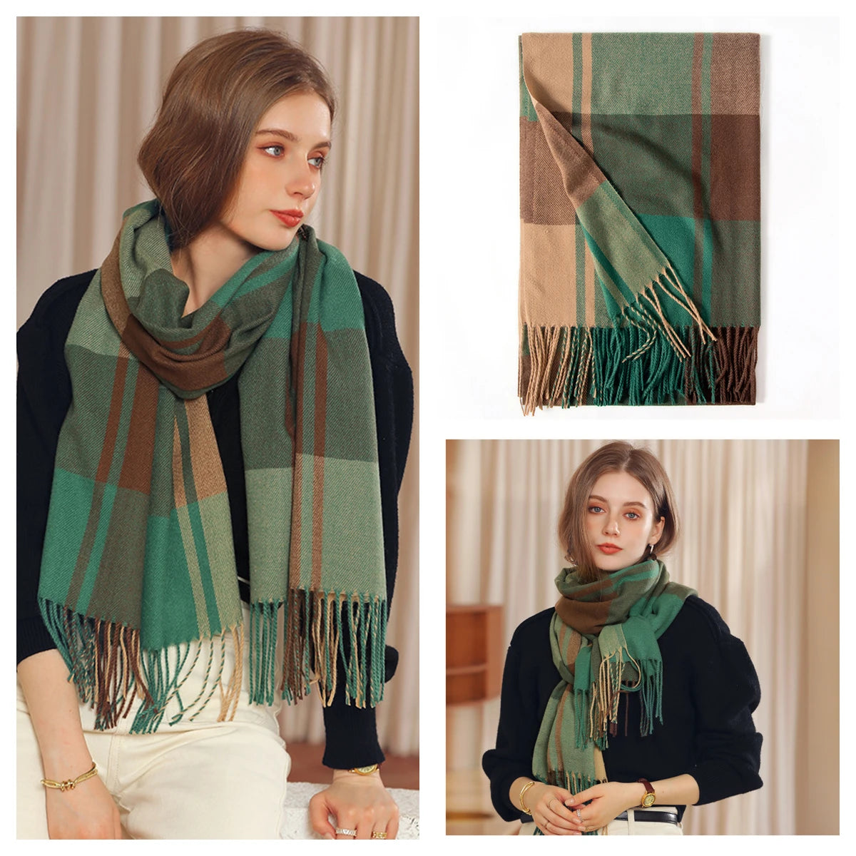 Women Autumn Winter Scarf Lady Cashmere Feeling Muffler Spring Fall Large Blanket Classic Plaid Shawl Soft Warm Wrap Wholesale